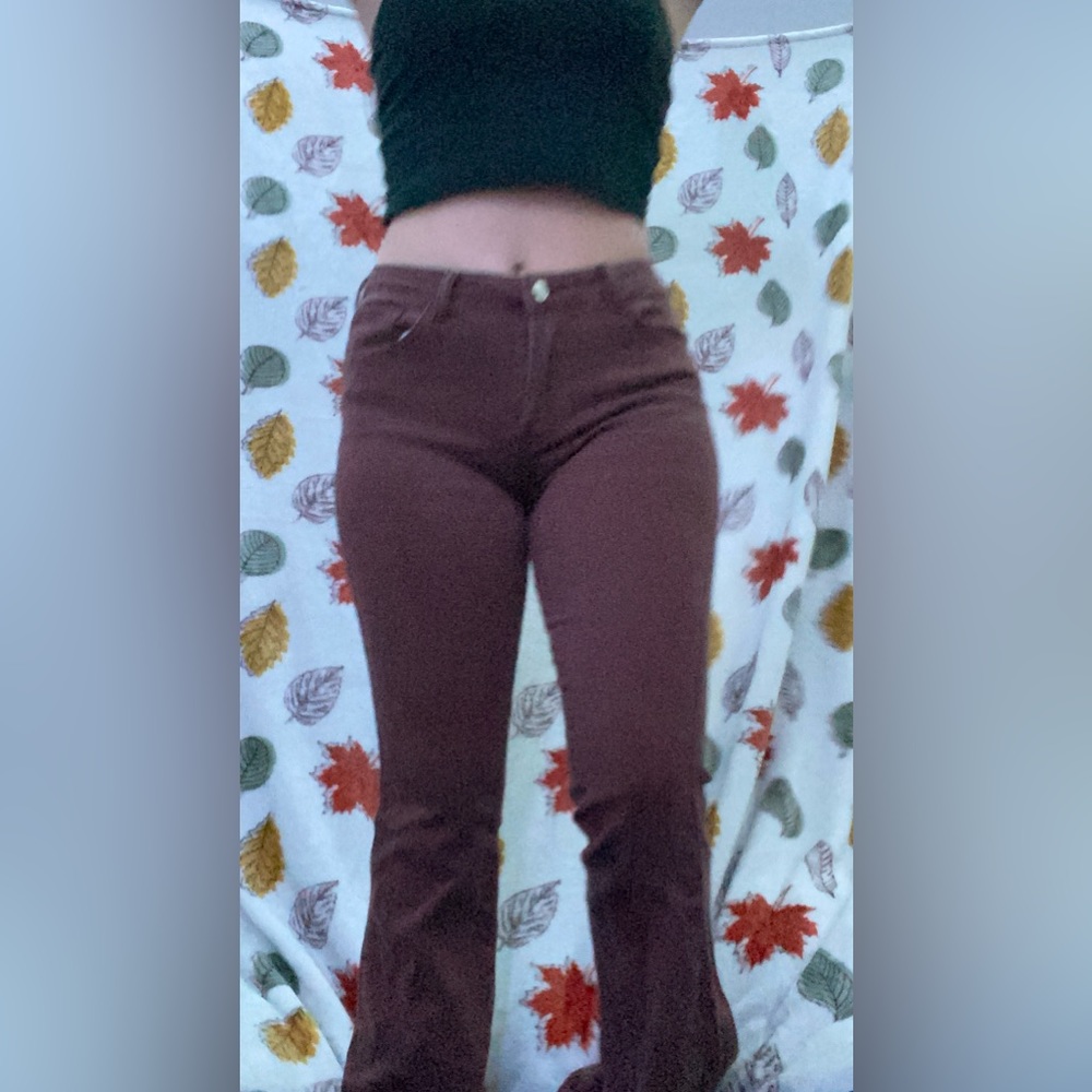 Flare Brown Pants (i am 5,3 and they go past my ankles)